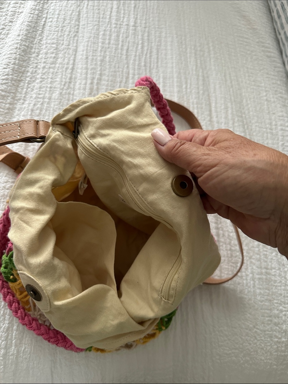 Universal Thread Multicolor Crochet Crossbody Bag - Pink, Green, Yellow, Cream - Picture 3 of 3